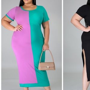 Jade and Lilac Color Blocked Dress